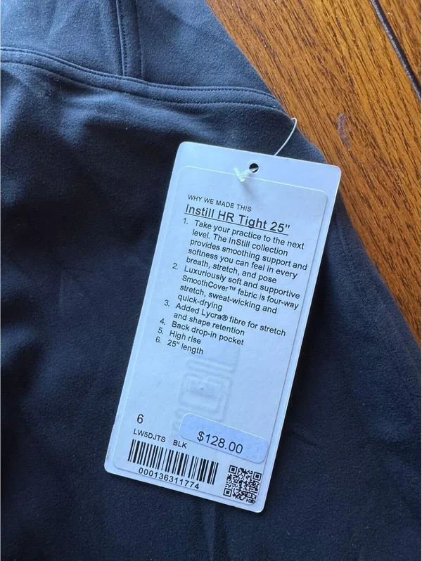 Lululemon Instill High Rise 25” Black Size 6 NWT - Image 4