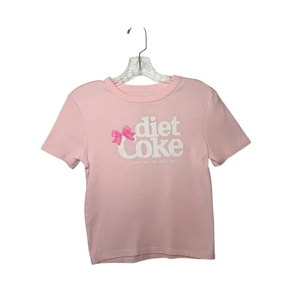 Diet Coke Pink Bow Graphic Tee Coca Cola Coquette Baby Pink Cotton Shirt Medium - Image 2