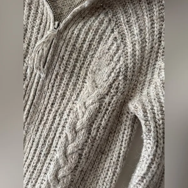 Abercrombie & Fitch Gray‎ Cable Knit Zip Up Sweater - Image 2