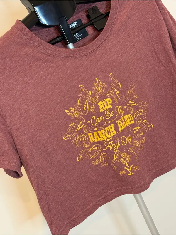 Wrangler x Yellowstone Ranch Hand Cropped Graphic Tee – Size M - Image 3