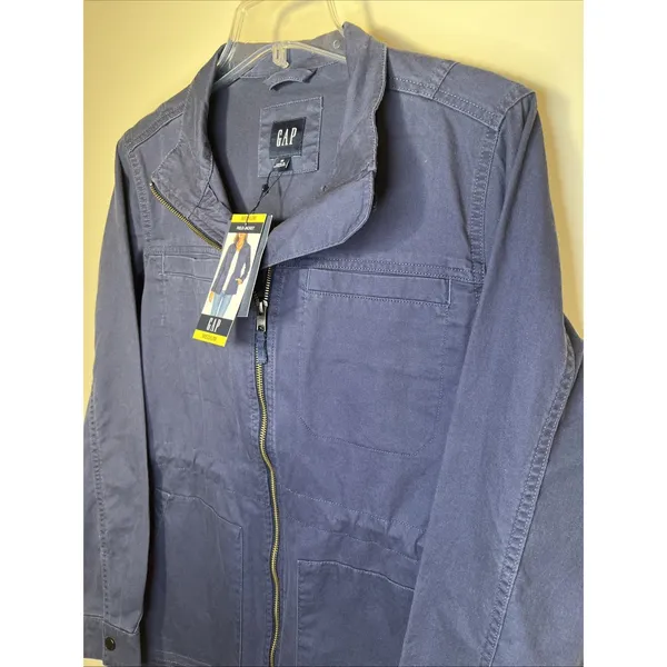 GAP‎ Women's Field Jacket Medium Midnight Blue Full Zip Utility NWT $108 Flaw - Image 5