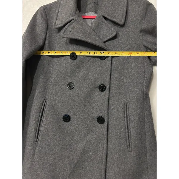 Calvin Klein Womens Grey Wool Blend Double‎ Breasted Peacoat Jacket Size 8 - Image 3