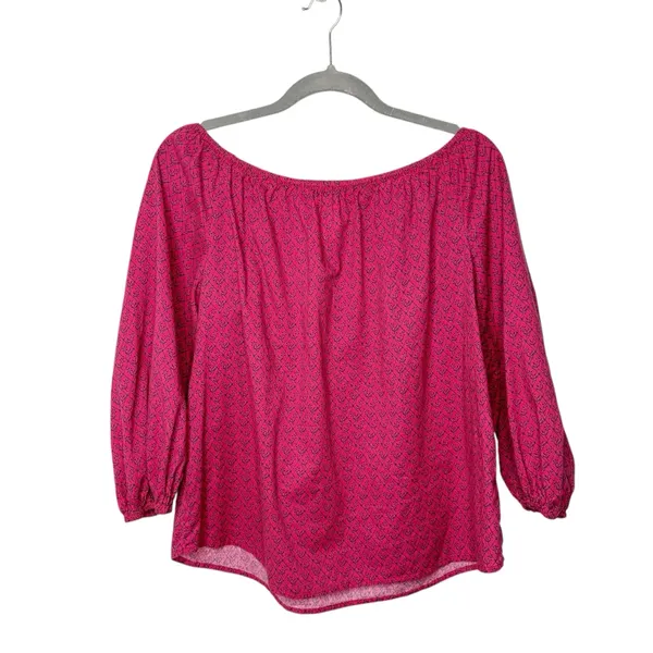 Anthropologie Maeve Pink Blue Balloon Sleeve Top Sz L - Image 2