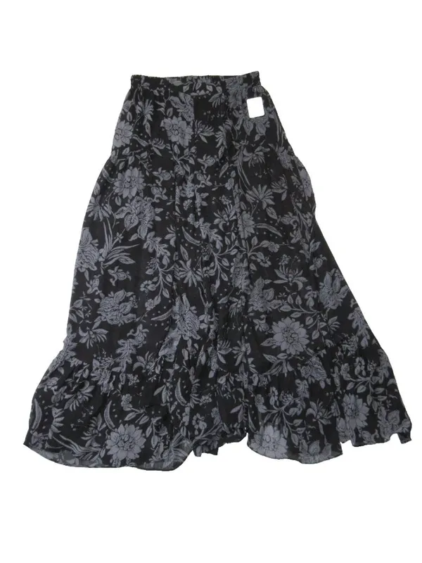NWT Free People Colette Wide-Leg Pants in Black Gray Floral Semi-Sheer S - Image 6
