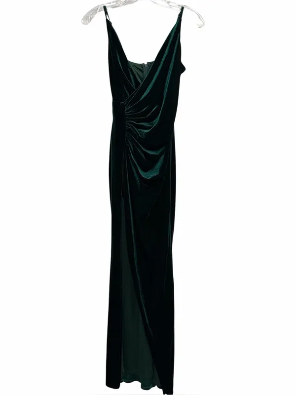 Baltic Born Deep Green Velvet V-Neck Maxi Dress - Image 3
