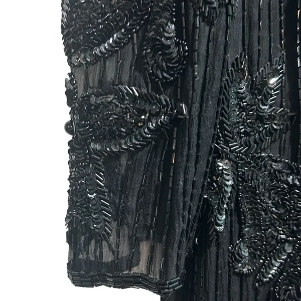 Vintage Right Choice Silk Beaded Gown Black Evening Dress 1980s Made in India‎ - Image 5
