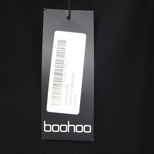 Boohoo Womens Asymmetric Cut Out Maxi Dress Black Long Sleeve Size 12 NEW - Image 4