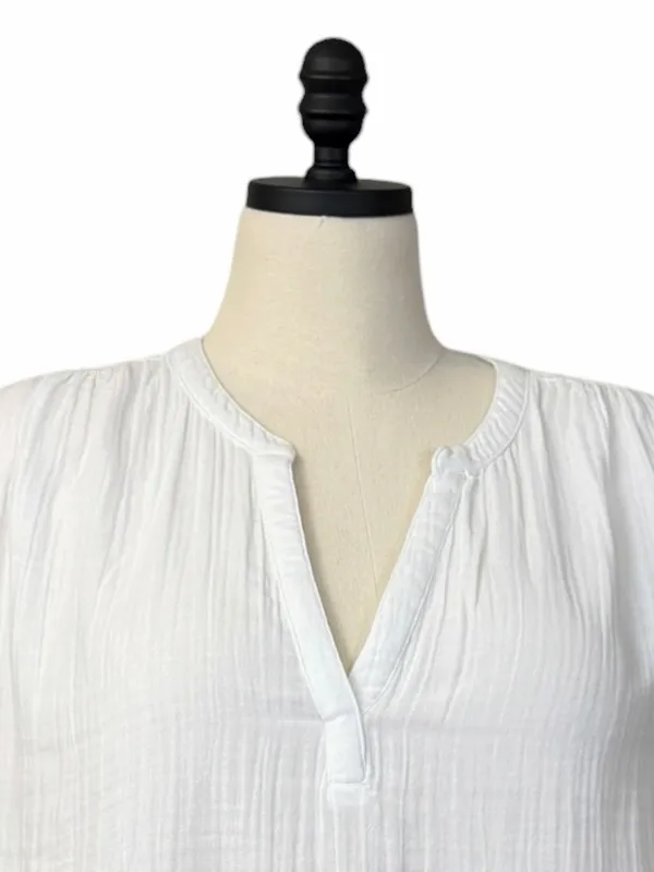 Old Navy Popover Blouse Size XXL White Cotton Gauze Short Sleeve NWT V-Neck - Image 8