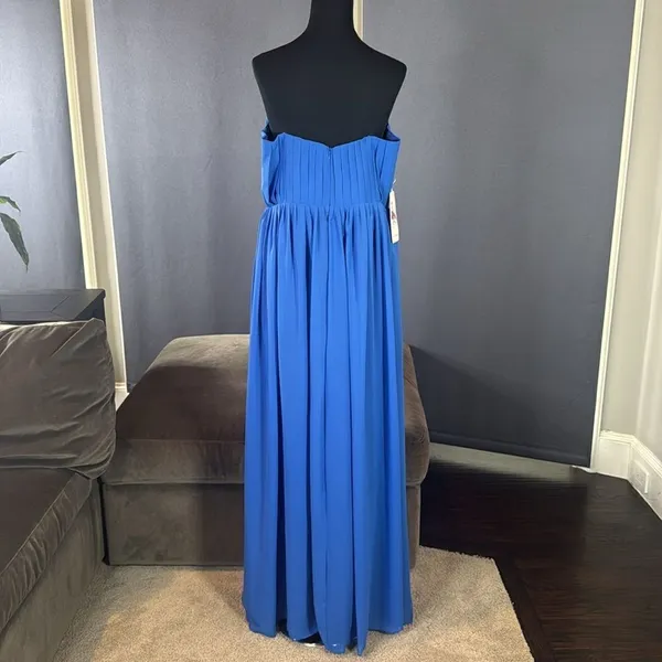 Women’s Blue Full Length Strapless Formal Dress Matching Shawl Size XL (14) NEW - Image 5