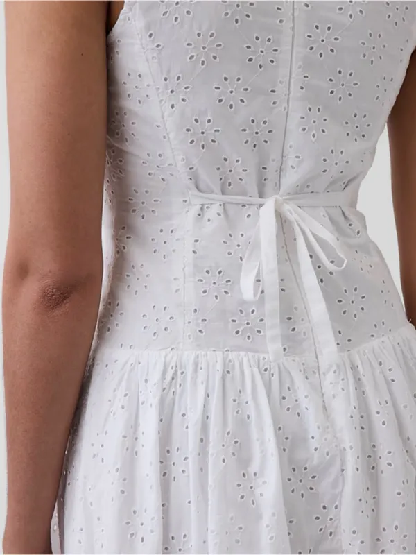 GAP Eyelet Drop-Waist Maxi Dress White XS Petite NWT - Image 4