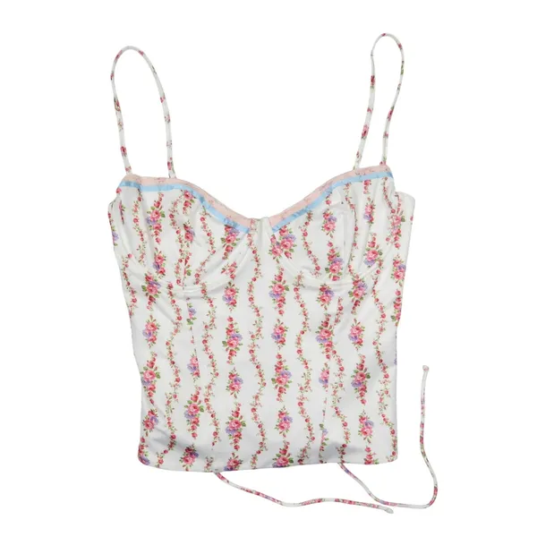 Edikted Indira Floral Lace-Up Corset Camisole Tank Top Large Coquette - Image 6