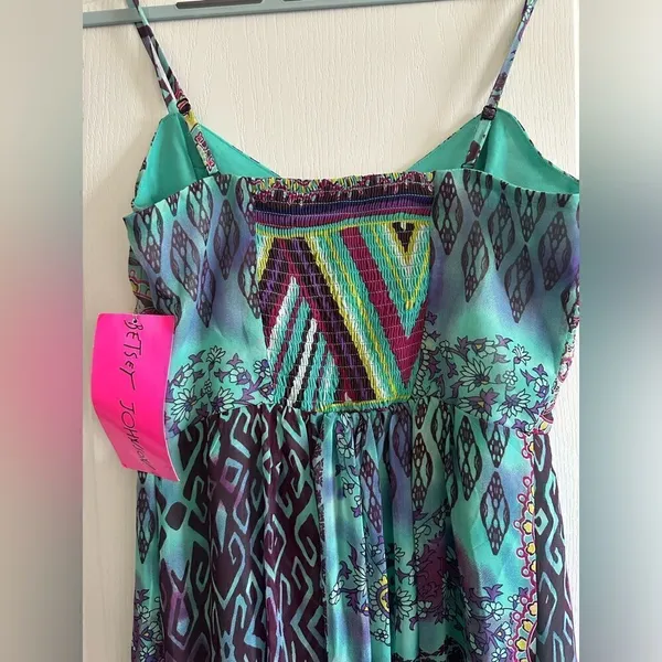 New Betsey Johnson Bohemian Maxi Dress Spaghetti Strap Womens Sz 6 Long Boho - Image 3