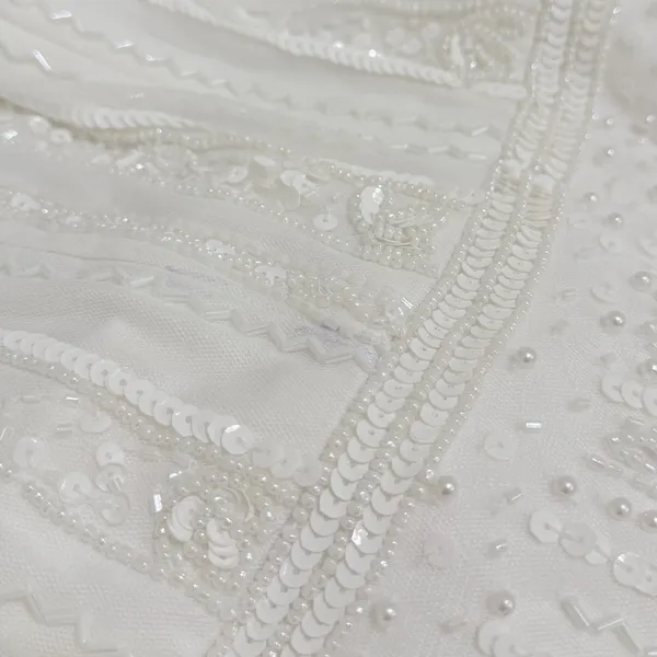 Lulus Stunning Vow White Beaded Sequin Maxi Dress size Large - Image 9