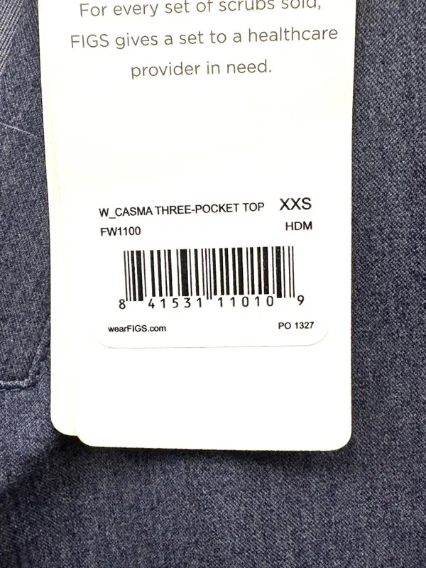 NEW Figs Casma Three Pocket Scrub Top in Heather Denim Size XXS - Image 7