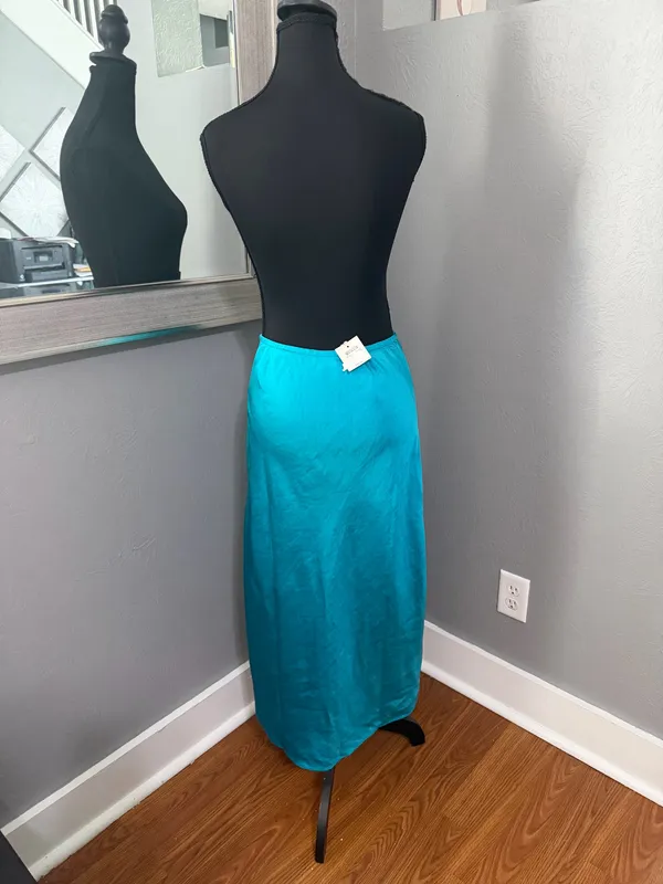 NWT Club Monaco Preppy Linen Blend Mermaid Teal Maxi Skirt Size 0. - Image 6