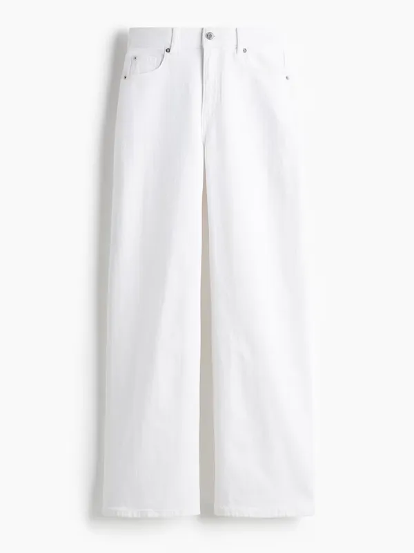H&M White High-Rise Wide-Leg Jeans - Image 2