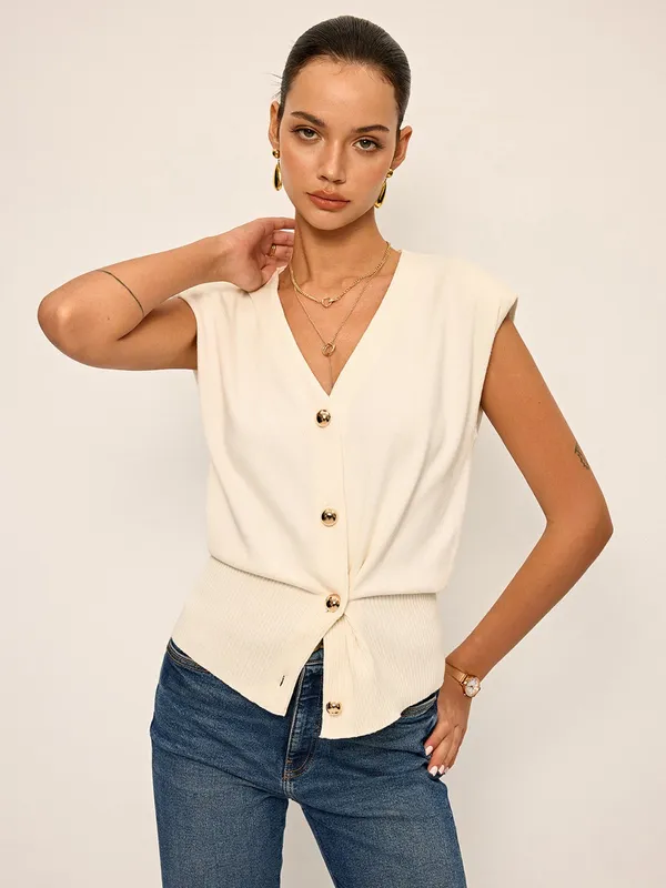 Commense Asymmetric Two-Way Wear Knit Vest Cardigan Medium NWT‎ - Image 7