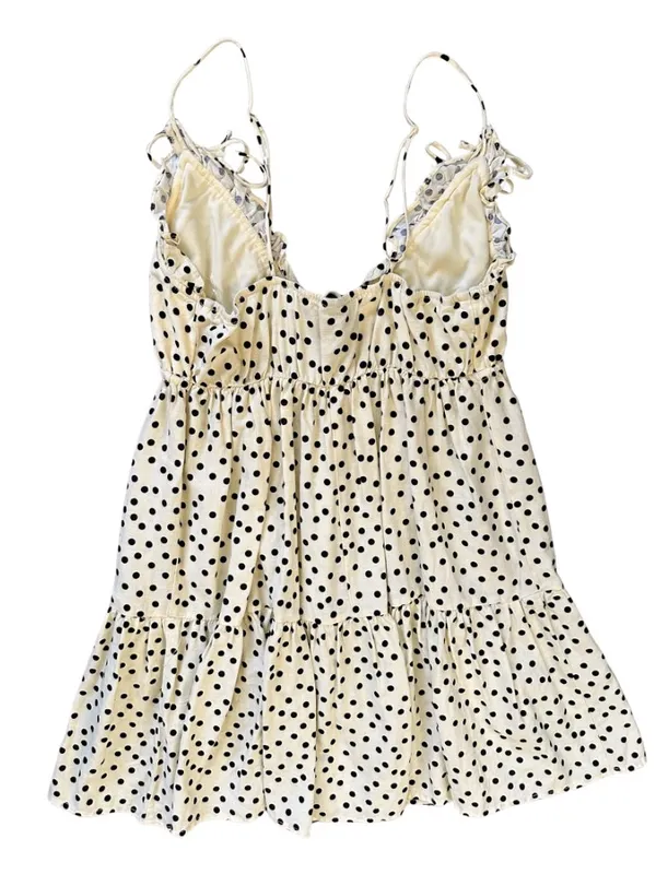 Wild fable Triangle Babydoll Slip Mini Dress Ivory Polka Dots Size XS - Image 4