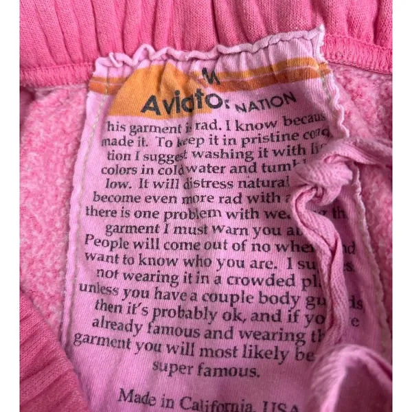 Aviator Nation Paris Pink Bolt Sweatpants Medium Preppy - Image 3