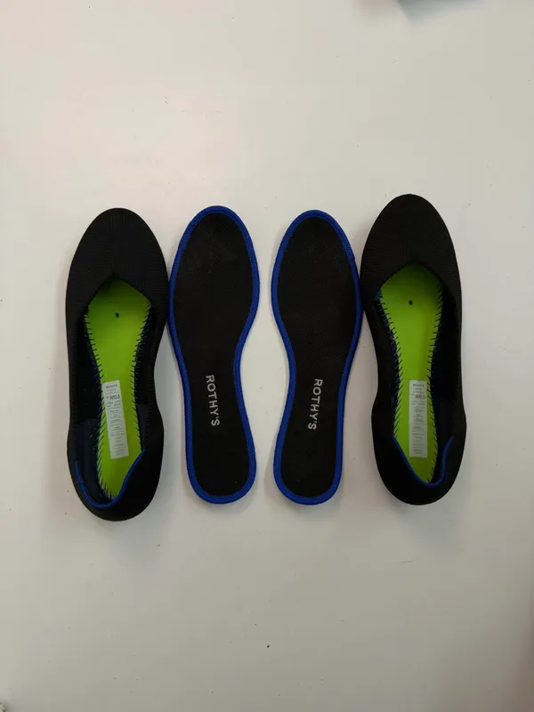 Rothys The Flat Ballet Shoes Round Toe Comfort Travel Washable Black Blue - Image 9