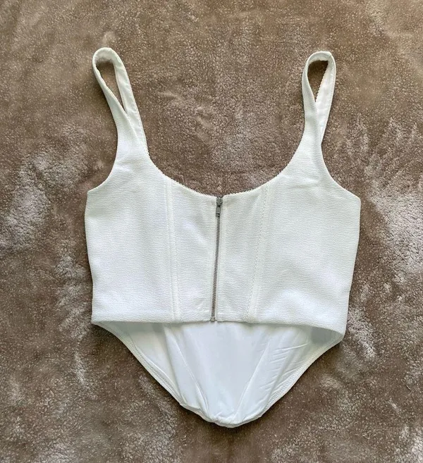 White Fox Women’s White Rose Corset Tank Top - Image 2