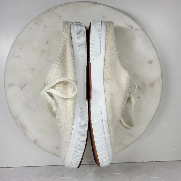 SuperGA Teddy Shearling Mule Sneakers US 9.5 Ivory Slip On Sherpa Boucle Cozy - Image 10