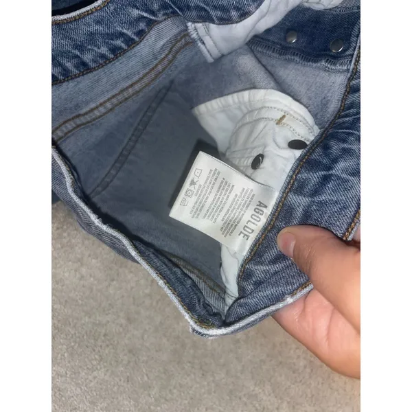 AGOLDE Nico High‎ Rise Denim Blue Jeans Size 26 Raw Hem Button Fly Distressed - Image 6