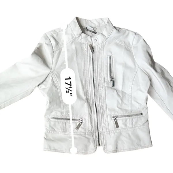 Joujou Faux Leather Moto Jacket Women's M 10/12 Cream White Motorcycle - Image 11