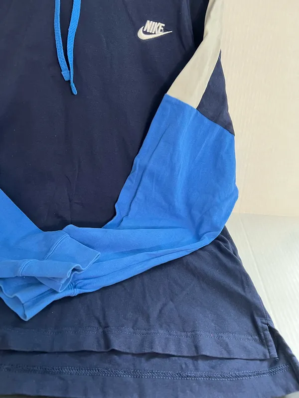 Nike Men's Pullover Blue and Gray Hoodie - Image 2