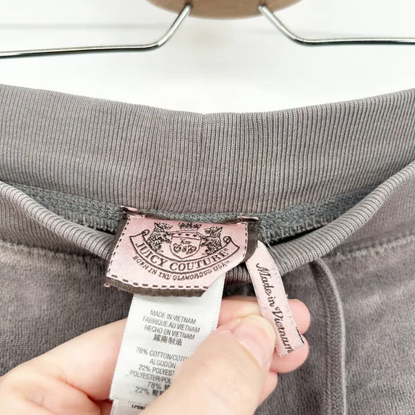 Juicy Couture Womens Grey Velour Y2K McBling‎ Juicy Royal Low Rise Track Pants M - Image 4