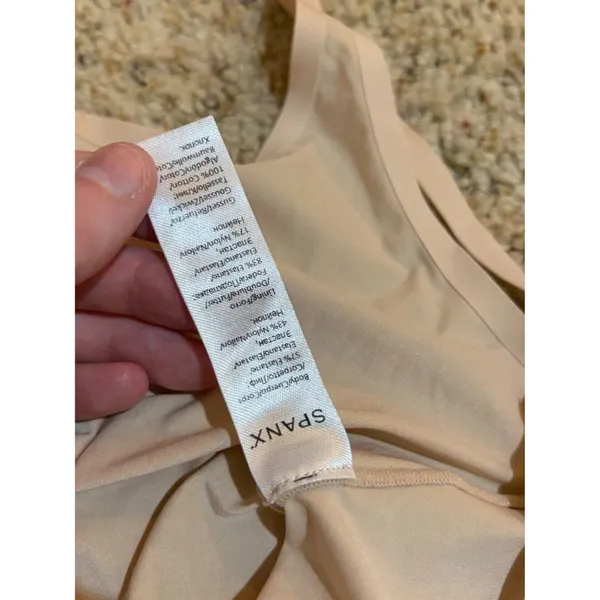 Spanx Open-Bust Mid-Thigh Bodysuit Shapewear Nude Beige - Image 11