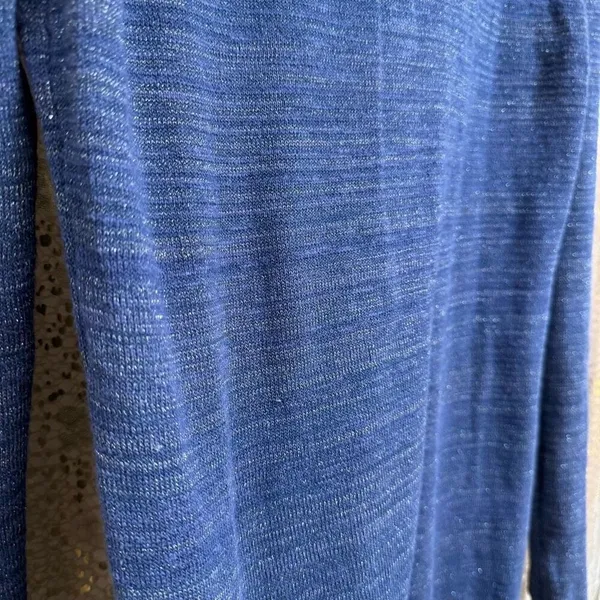 Free‎ People Navy Blue Metallic Lace Inset Turtleneck Sweater Small - Image 6