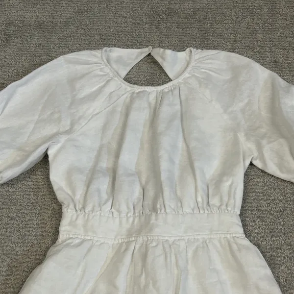 Reformation Irwin Dress Womens 2 White Linen Lined Open Back Mini Party - Image 4