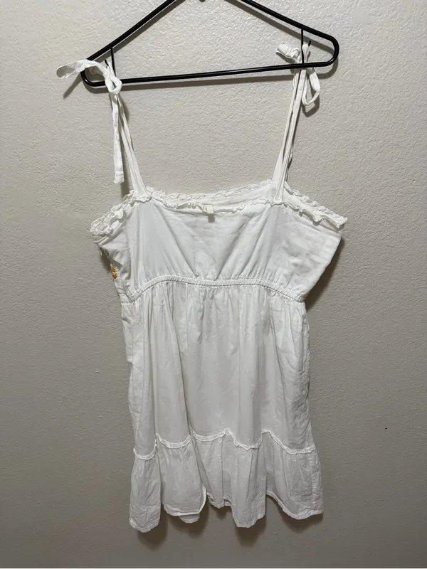 Yargıcı White Cotton Embroidered Daisy Sundress EU 42 Boho Cottagecore - Image 4
