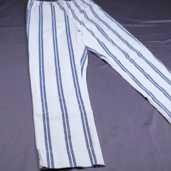 John Galt Striped Trouser‎ Pants Women One Size Blue White Elastic Waist Coastal - Image 10