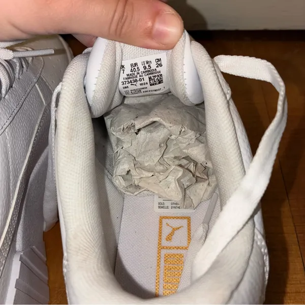 Puma 9.5 Cali Wedge White Platform Sneakers Leather Chunky Shoe Style: 373438_01 - Image 6