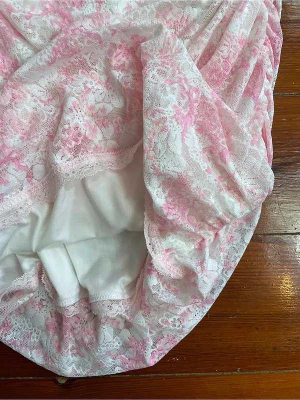 LoveShackFancy X Victorias Secret Charlamagne Pink Ruched Lace Dress Sz XS💛🎀 - Image 12