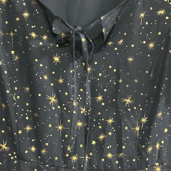 Allegra K Women's Star Print A-Line Short Dress Blue Gold‎ Stars Size M - Image 4