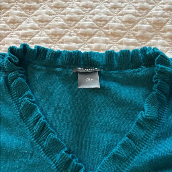 ruffled teal sweater - Image 2