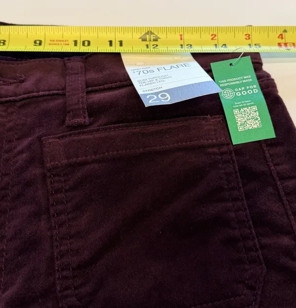 GAP 70s Flare Corduroy Jeans Pants Size 29S High Rise Dark Academia Fall NWT - Image 5