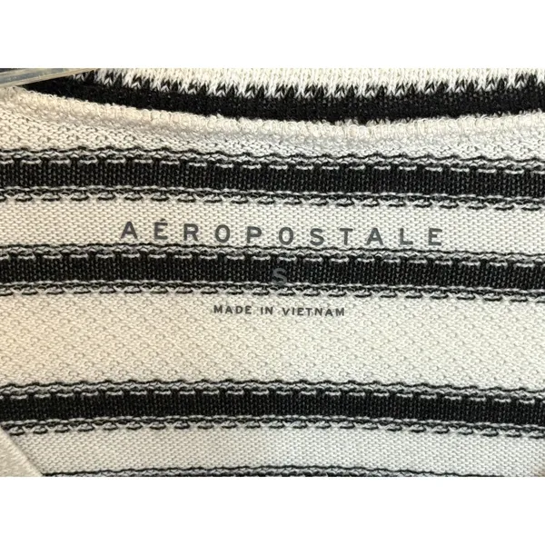 Aeropostale Striped Crop Top‎ Long Sleeve Drawstring Sweater Size S Preppy Y2K - Image 5
