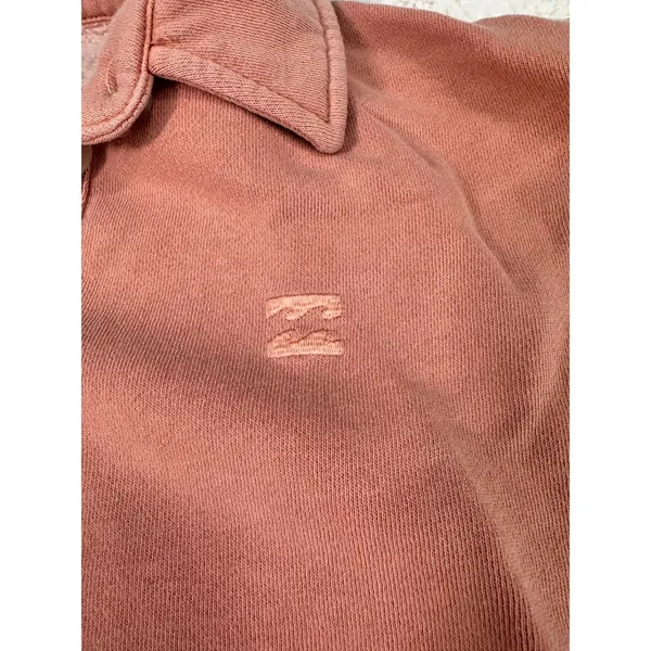 Billabong Polo Pullover Sweatshirt XS Dusty Rose Pink Collared Y2K Surf - Image 4