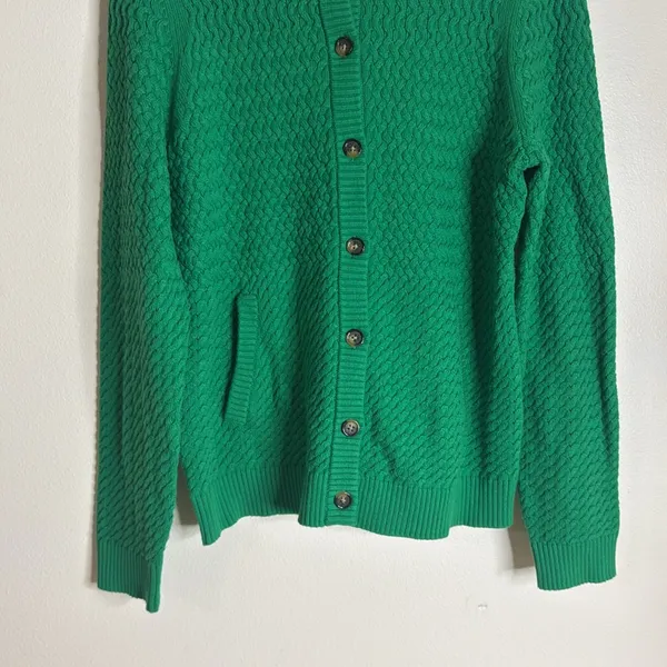 Charter club ladies Green Hooded Cardigan knit button up Sweater‎ size large - Image 3