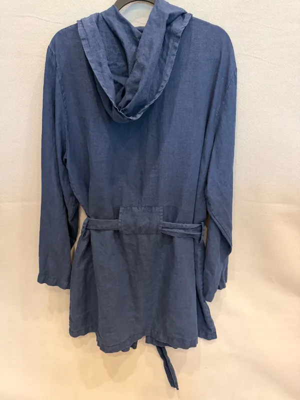 Bryn Walker 100% Linen Hooded Wrap Jacket‎ Cardigan Made in USA XL Lagenlook - Image 4
