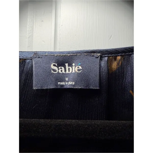Sabie Navy Floral Long-Sleeve Tie-Waist Dress with Rust Accents - Image 2