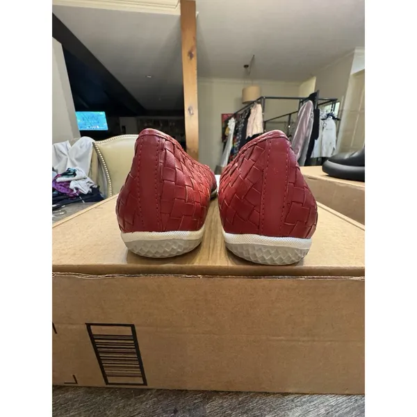 David Tate Womens Dazzle Leather Woven Slip-On Ballet Flats Shoes Size 9.5W Red - Image 6