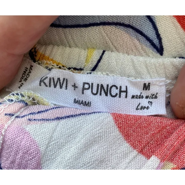 Kiwi + Punch Boho Beachy Floral Strappy Open Back Maxi Dress M Pink Orange - Image 5