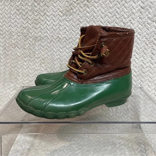 Steve Madden Women's Green Ankle‎ Rain Duck Boots size 7 Preppy - Image 3