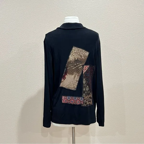 Picadilly Fashions Floral Patchwork Black Blazer Cardigan Size Medium - Image 4