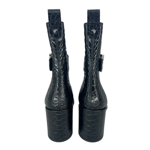 Christian Louboutin Croc Embossed Chelsea Boot 70 Calf Leather in‎ Black Size 37 - Image 11